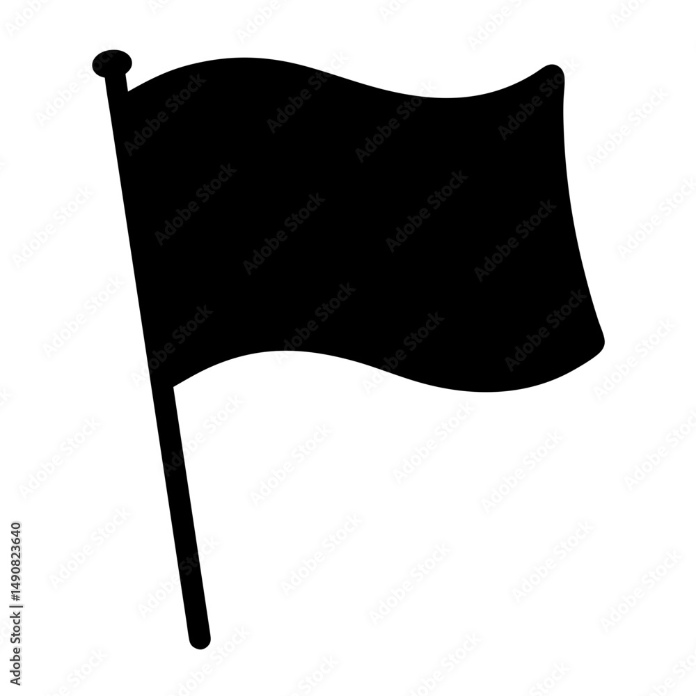 Poster silhouette of a flag waving on a flagpole with a round top