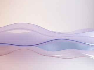 Obraz premium Serene abstract background with softly rippling glass layers in muted beige, lavender, and cerulean hues, creating a calming, dreamy 3D texture effect.
