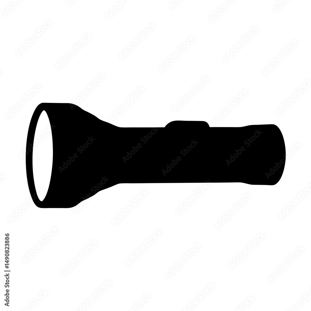 Poster silhouette of a flashlight on white background with a simple design