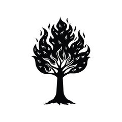 burning tree silhouette