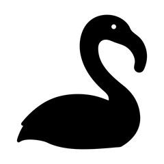 Elegant Black Flamingo Silhouette with a Curved Neck on White Background