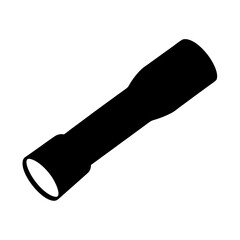 Isometric view of a simple black flashlight casting no light around it