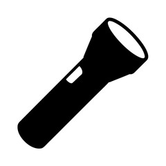 Black and white illustration of a simple handheld flashlight for illumination