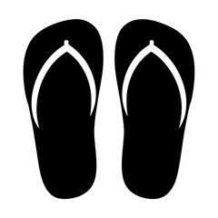 Simple illustration of two black flip flops on a white background