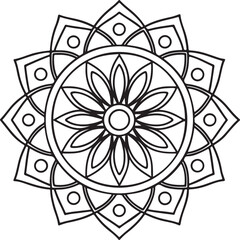 Floral Mandala Drawing – Line Art for Adult Coloring Books