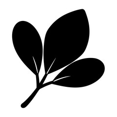 Elegant black and white minimalist silhouette of leaves on a stem