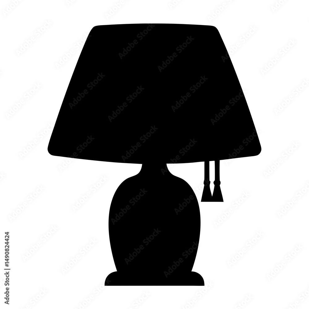 Poster silhouette of a table lamp with lampshade and pull chain detail