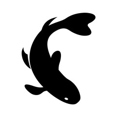 Minimalist black and white image of a single fish swimming upwards
