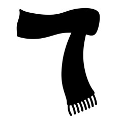 Black silhouette illustration of a knitted winter scarf with fringe tassels