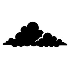 Stylized black cloud silhouette, simple rounded shapes, clean isolated design element