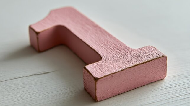 Pink wooden number one (5)