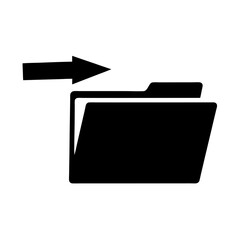 Black silhouette of a folder with arrow entering, representing file importing