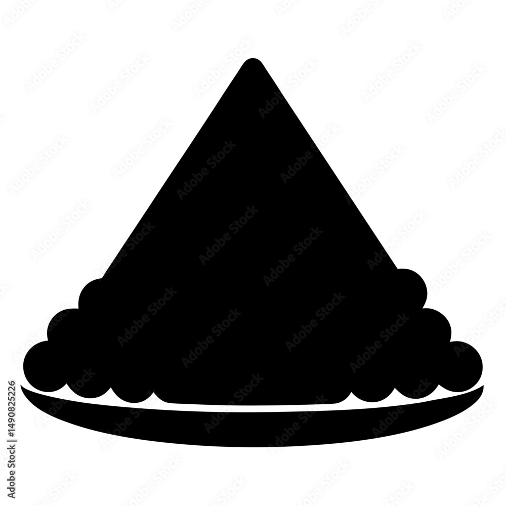 Poster black silhouette illustration of a triangular object with rounded edges on plate