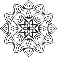 Floral Mandala Drawing – Line Art for Adult Coloring Books