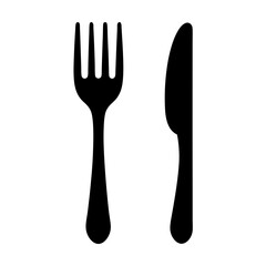 Black and White Cutlery Silhouette of Fork and Knife for Dining