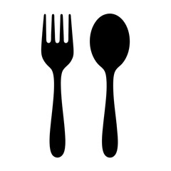 Fork and Spoon Silhouette Depicting Cutlery for Dining or Restaurants