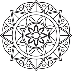 Floral Mandala Drawing – Line Art for Adult Coloring Books
