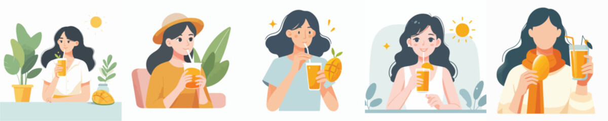 vector of a young man eating bread