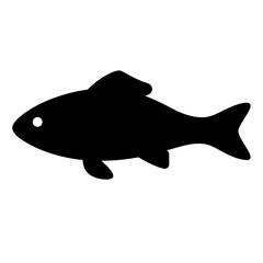 Simple black fish silhouette with a white eye on a white background