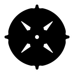 Abstract black compass rose design with a round body and extensions