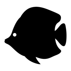 Dramatic Black Silhouette of Butterflyfish with Distinctive Fins and Round Eye