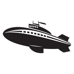 Submarine silhouette vector illustration isolated on a white background