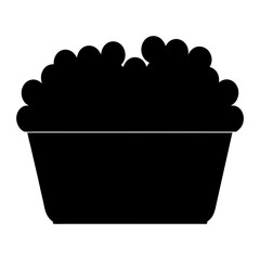 A silhouette of a bubble bath tub filled with fluffy bubbles