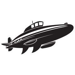 Submarine silhouette vector illustration isolated on a white background