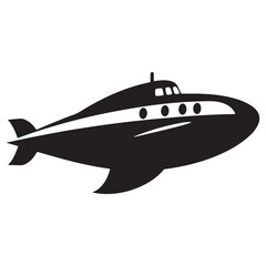 Submarine silhouette vector illustration isolated on a white background