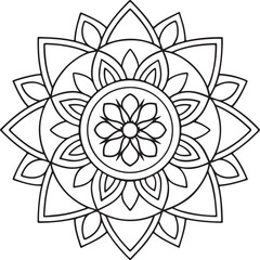 Floral Mandala Drawing – Line Art for Adult Coloring Books