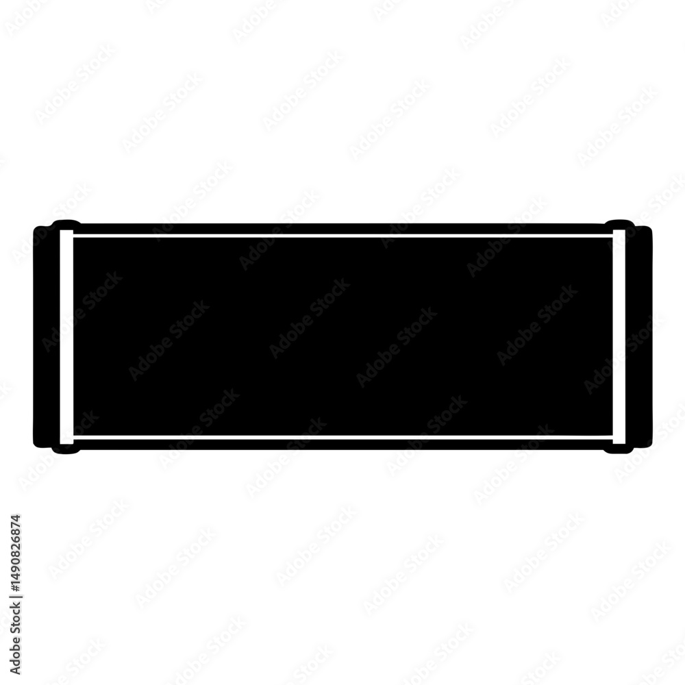 Poster isolated black and white rectangular frame with bold border and corners design