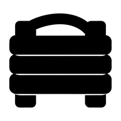 Black and White Graphic of a Stacked Container with a Handle