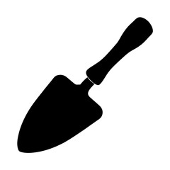 Black silhouette of a garden trowel tool for planting and transplanting