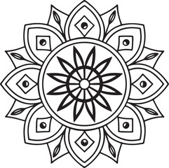Floral Mandala Drawing – Line Art for Adult Coloring Books
