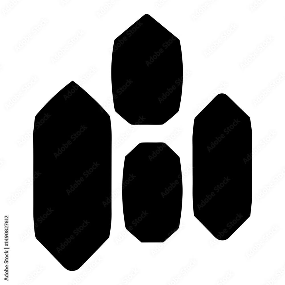 Poster abstract geometric pattern with four shapes in black and white background
