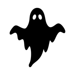 Simple black ghost floating, with spooky eyes, perfect for Halloween decorations