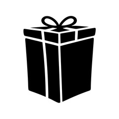 A single solid black gift box tied with a simple bow