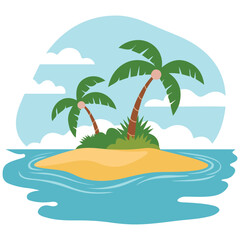 Tropical beach island isolated vector illustration