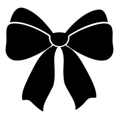 Elegant black ribbon bow illustration on white background perfect for designs