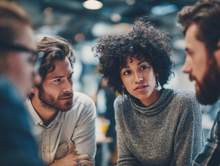 Fototapeta premium Engaged Millennials: A Modern Workplace of Diverse Teamwork, Creativity, and Genuine Collaboration