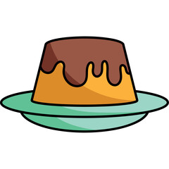 Delicious Flat Style Flan Dessert Illustration