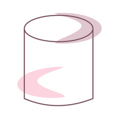 3D cylinder shape with dynamic pink swirls and clean lines.