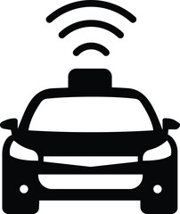 Smart car icon. design in black simple design on an isolated background. a black and white icon of a car with wifi symbol.