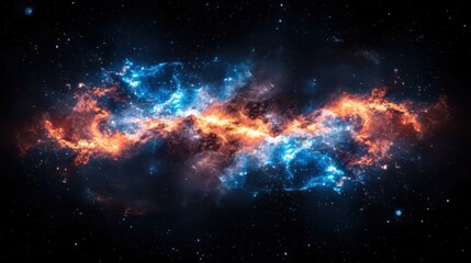 Obraz premium Celestial event cosmic explosion outer space digital artwork vast universe panoramic view stellar phenomenon
