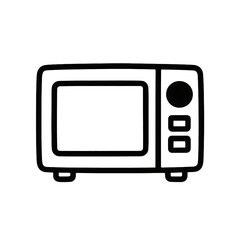 Simple Black and White Microwave Illustration