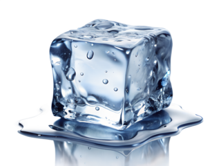 A ice cube with water droplets  isolated on white background. PNG Transparent file type with high definition quality And vibrant color grading Available.
