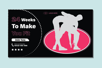 Modern Fitness Center YouTube Thumbnail Design Template
