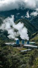 Geothermal Plant nestled in Mountainous Landscape