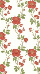 Crimson Rose Blooms: Elegant Floral Pattern