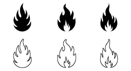 Set of fire flame vector icons. Collection of fire and flame icons. Bonfire icons, flaming elements